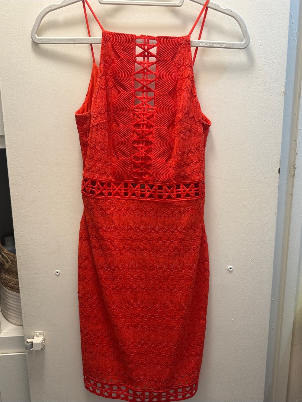 Topshop Red Lace Midi Dress with Lattice Detailing